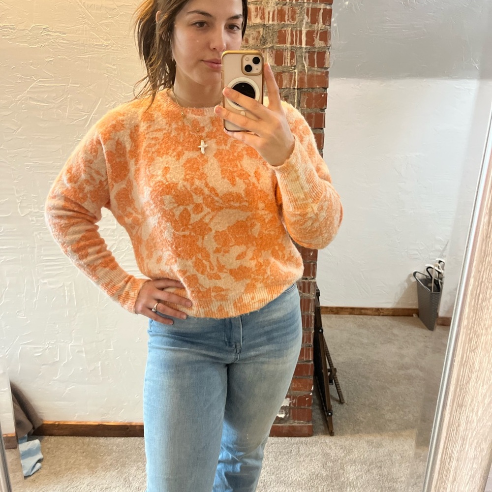 Cynthia Rowley Orange Crew Neck Sweater
